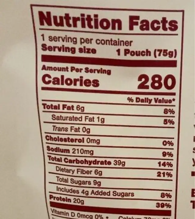 Dark chocolate cherry nutrition facts table