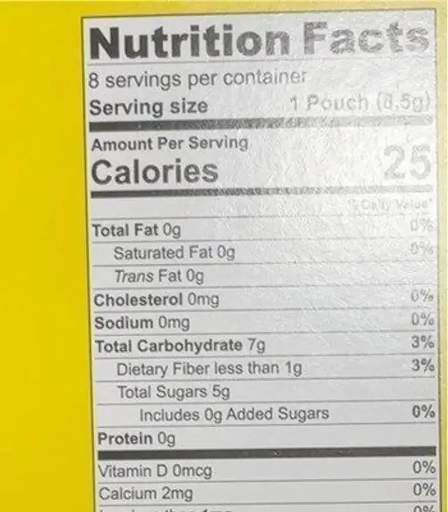 Organic Crunchbles nutrition facts table