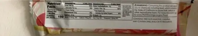 Beauty Bar nutrition facts table