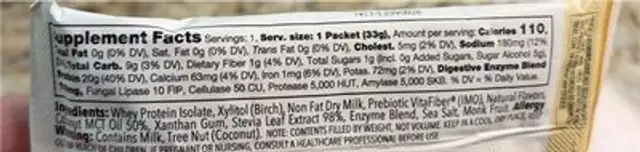 Simply Vanilla protein shake nutrition facts table