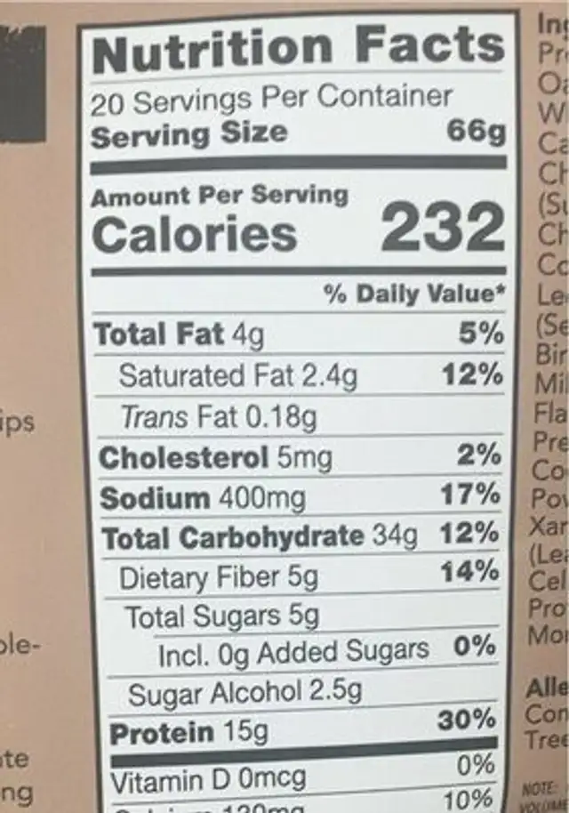 Protein pancake + waffle mix chocolate chocolate nutrition facts table