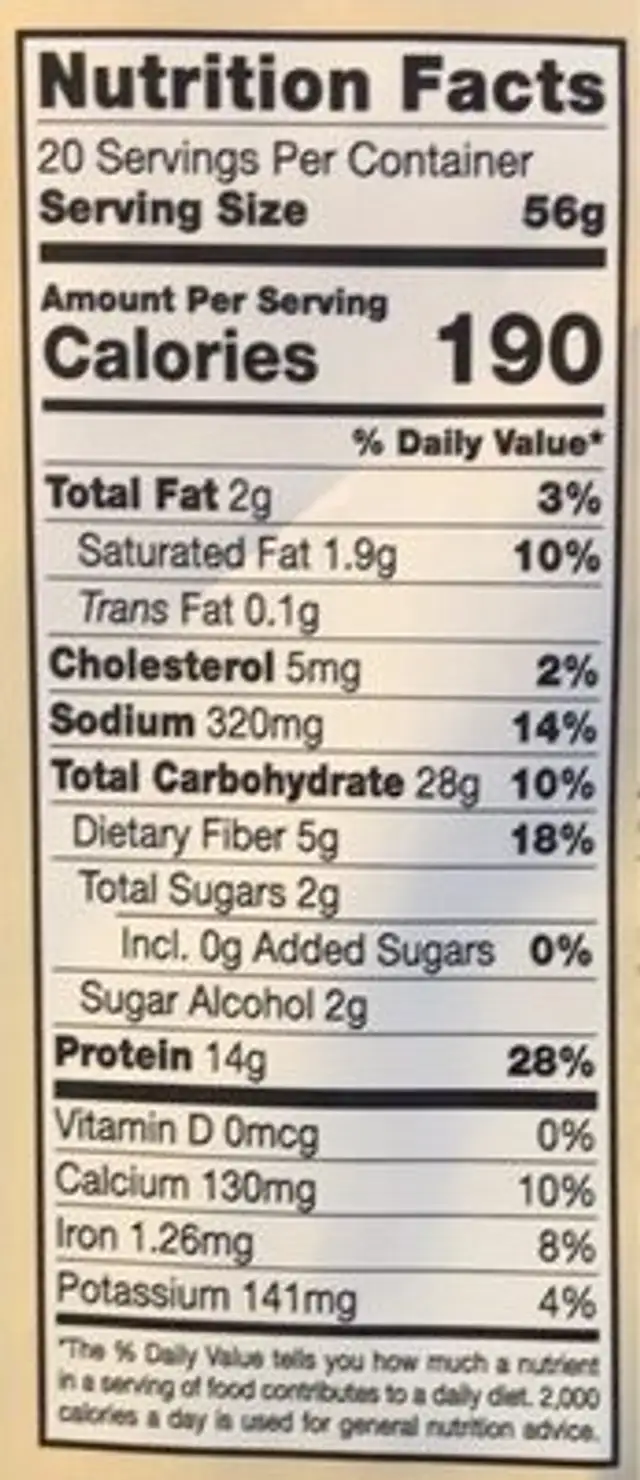 Protein pancake+waffle mix nutrition facts table