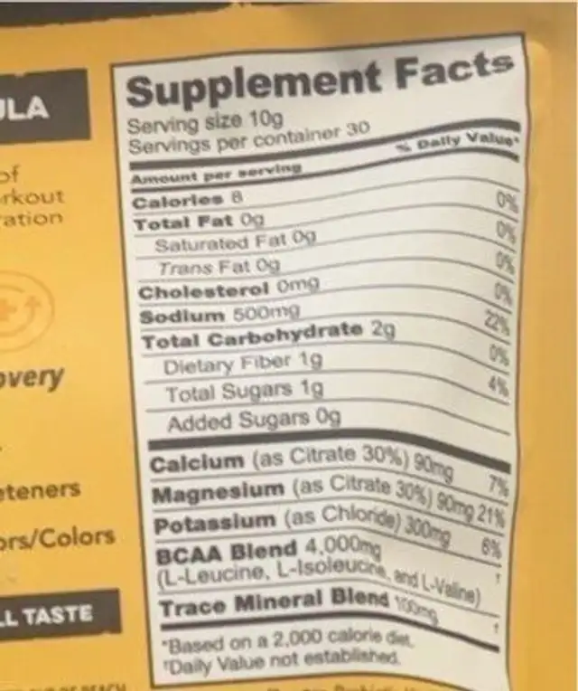 Clean Simple Eats Hydration Mix nutrition facts table
