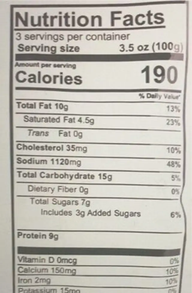 Crab flavoured fish roe moji balls nutrition facts table