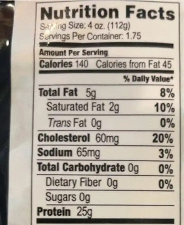 Wagyu Beef Striploin Steak nutrition facts table