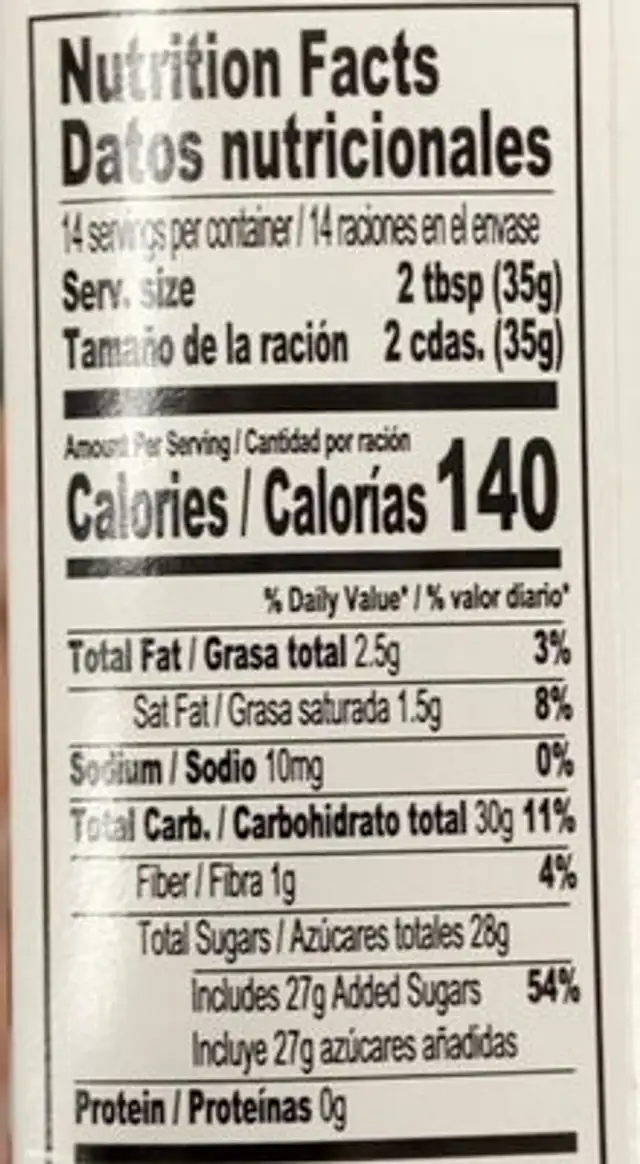 Apollo Color Palette nutrition facts table