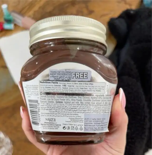 Chochlate spread nutrition facts table