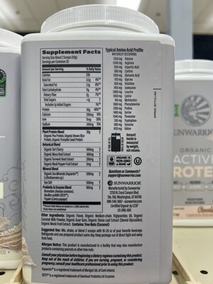 Active Protein Cake Batter Flavor ingredients label
