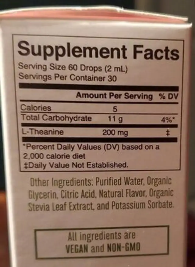 L-theanine nutrition facts table