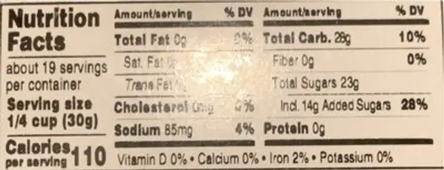 Pineapple nutrition facts table