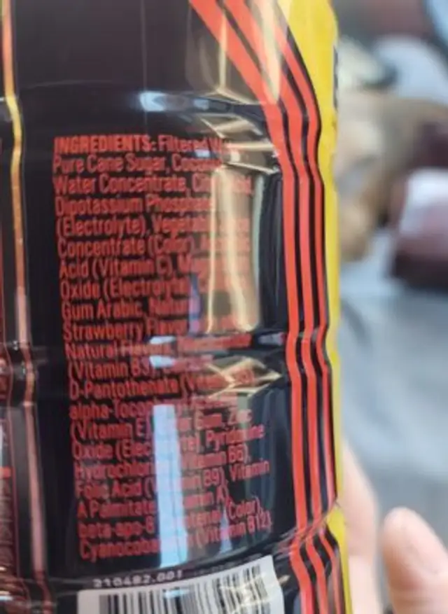 Body armor ingredients label