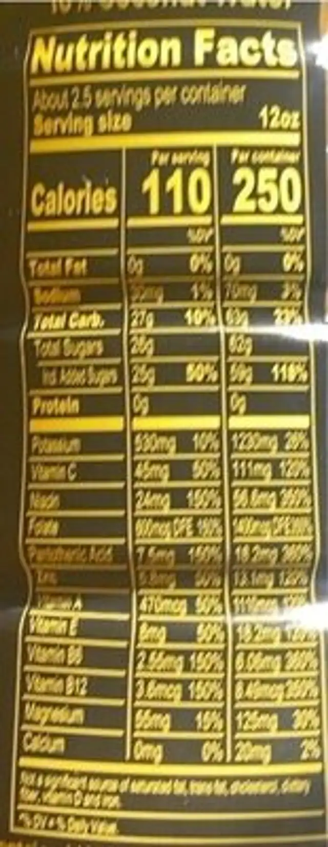 Trooical punch edge nutrition facts table