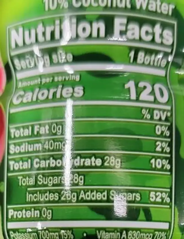 Cherry Lime nutrition facts table