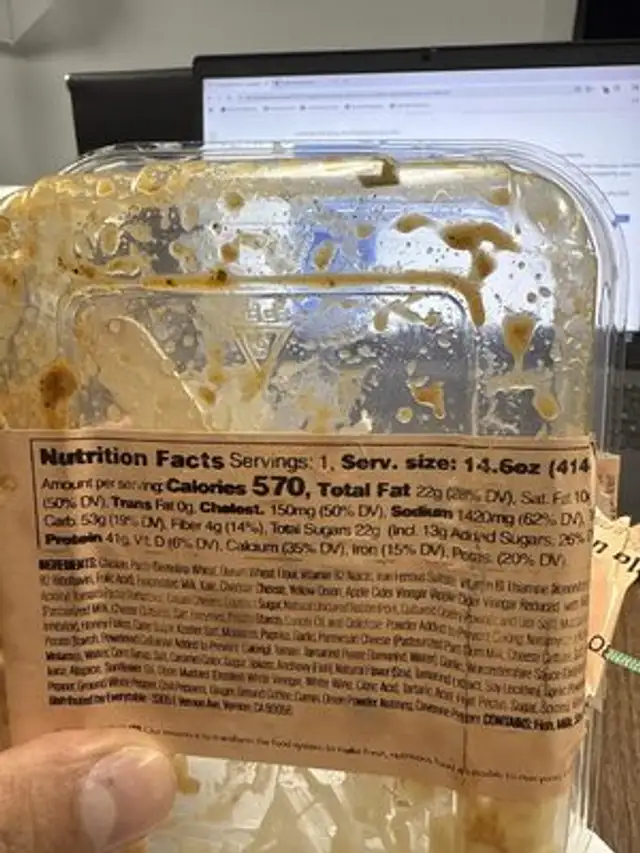 Backyard BBQ Chicken Plate nutrition facts table