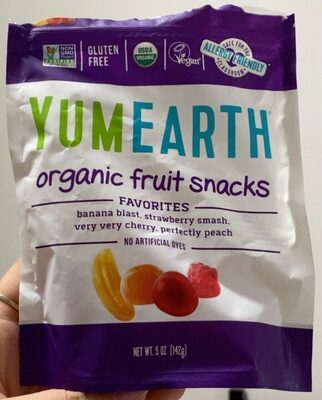 Organic Fruit Snacks Banana Blast, Strawberry Smash, Very Very Cherry, Perfectly Peach