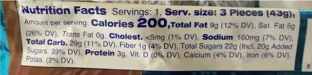 Flipz bites nutrition facts table