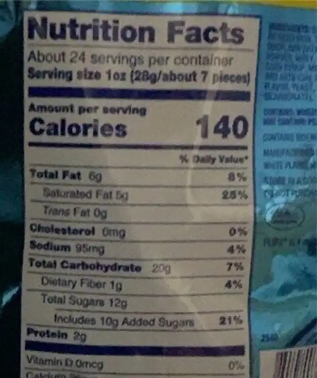 Smores flipz nutrition facts table
