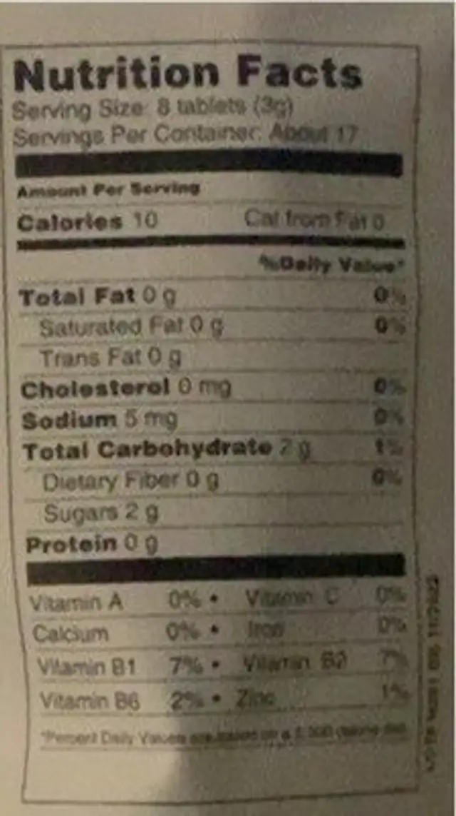Spirulina and chlorella nutrition facts table
