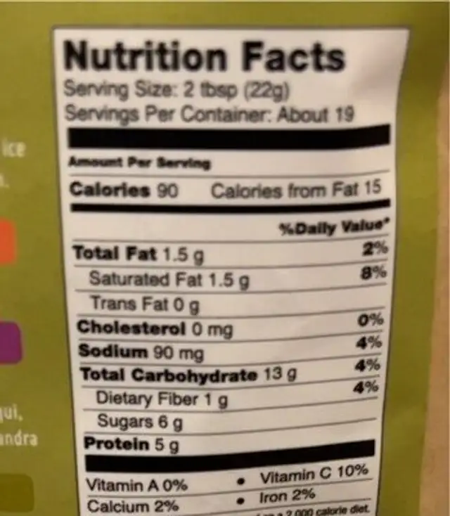 Pro shake nutrition facts table