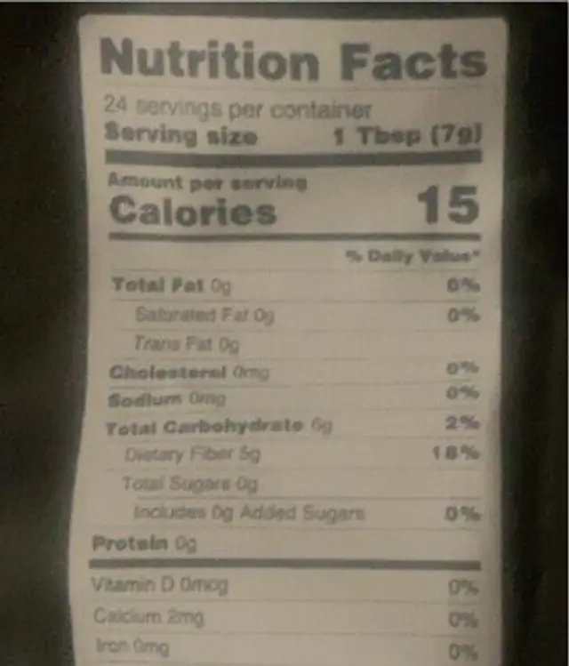360 immunity, Tumeric and Ginger Tea Powder nutrition facts table