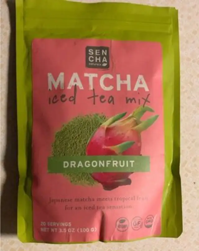 Matcha iced tea mix with dragonfruit