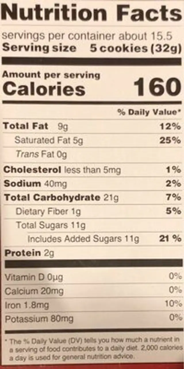 Compliments cookie assortment gift box nutrition facts table