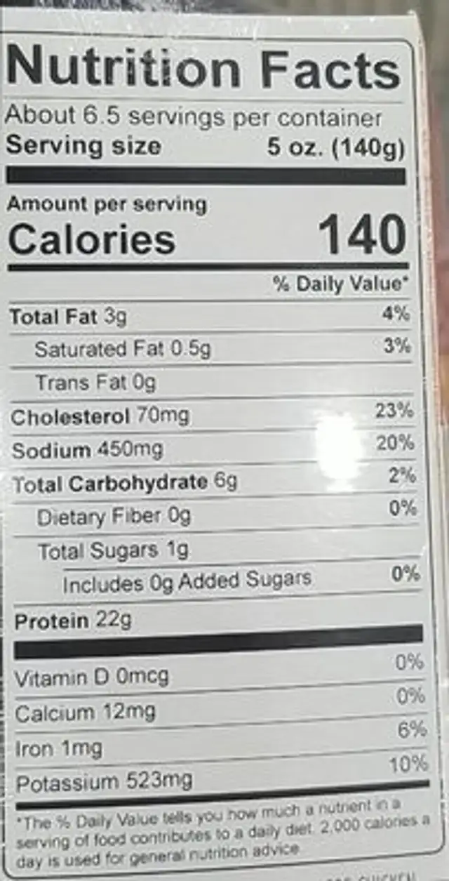 Chicken Chili Verde nutrition facts table