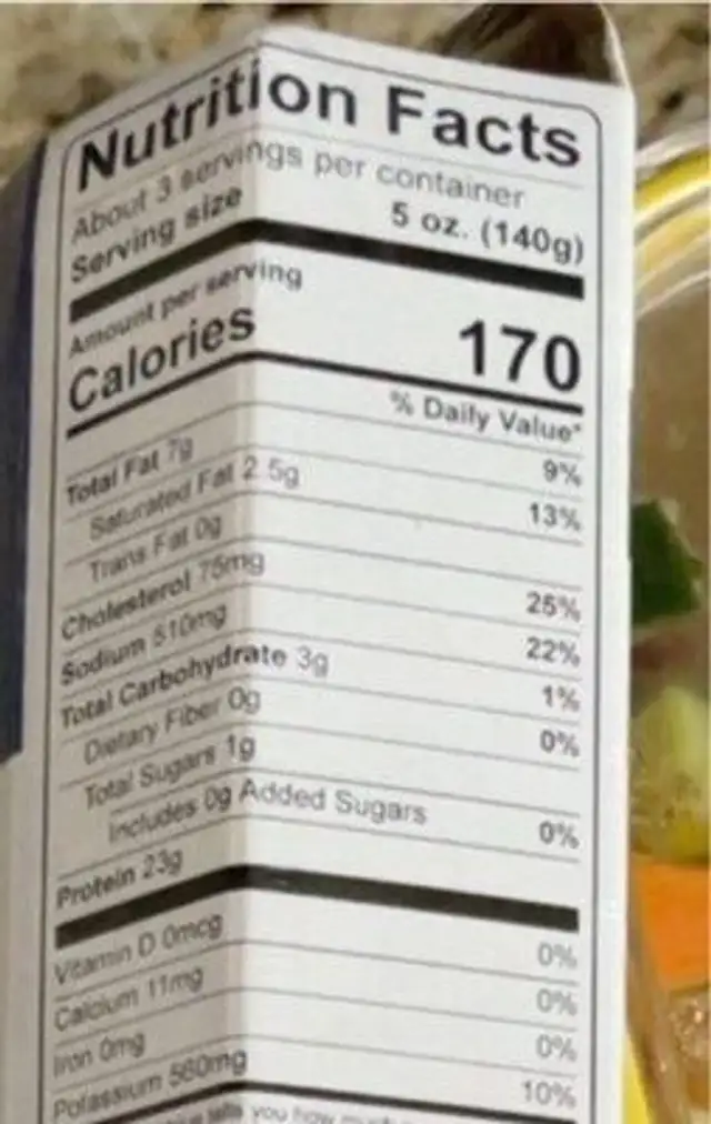 Paleo Chicken Piccatta nutrition facts table