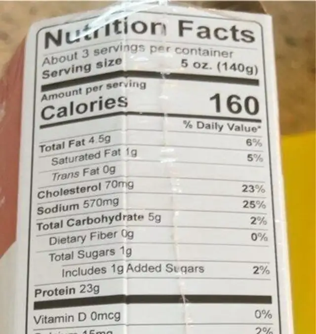 Kung pao chicken nutrition facts table