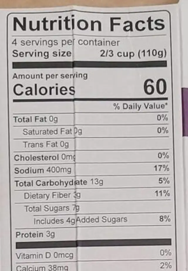 Brussel sprouts w balsamic glaze nutrition facts table