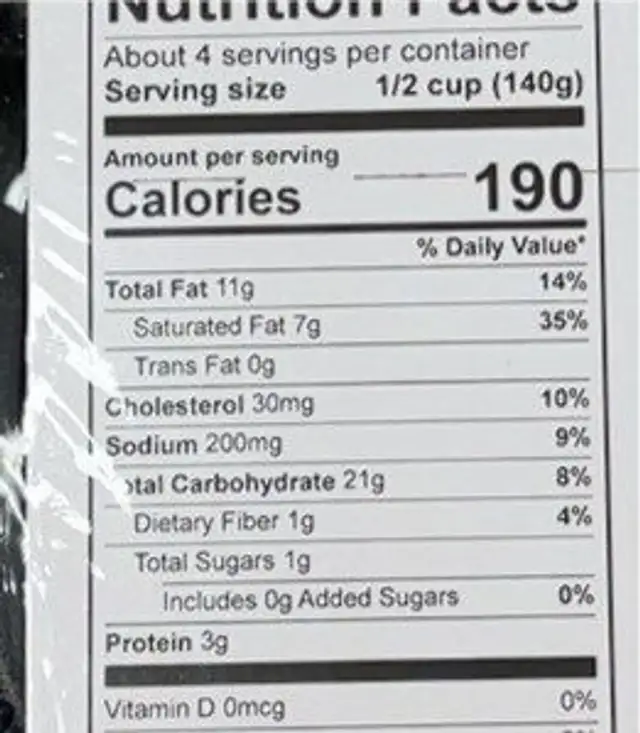 Homestyle mashed potatoes nutrition facts table