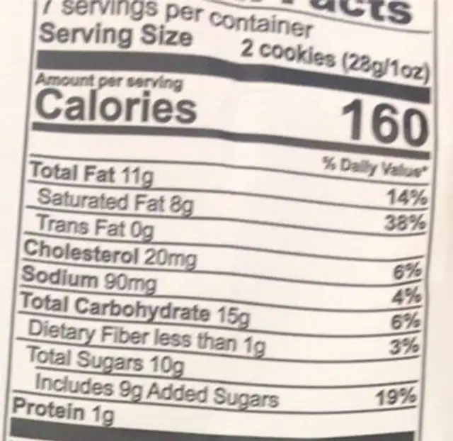 Gluten free coconut crisp cookies nutrition facts table