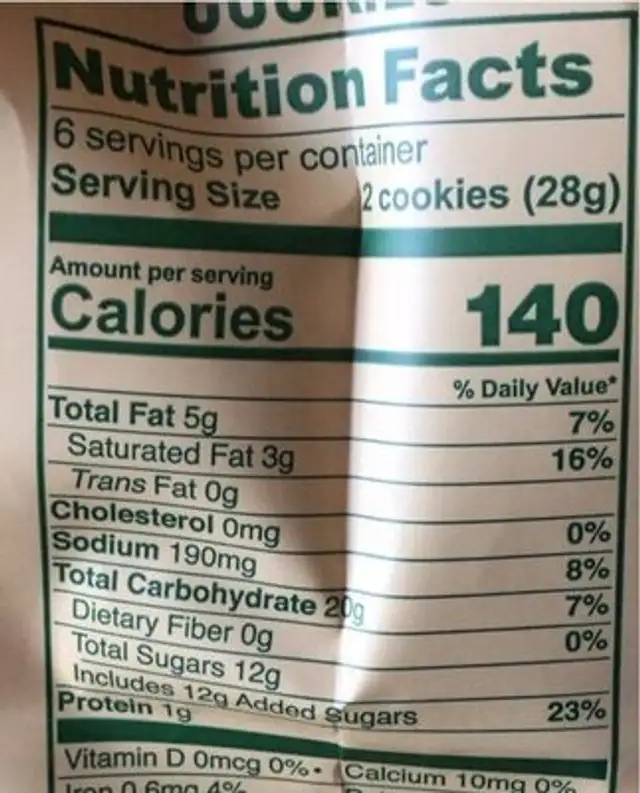 Vegan vanilla maple cookies nutrition facts table