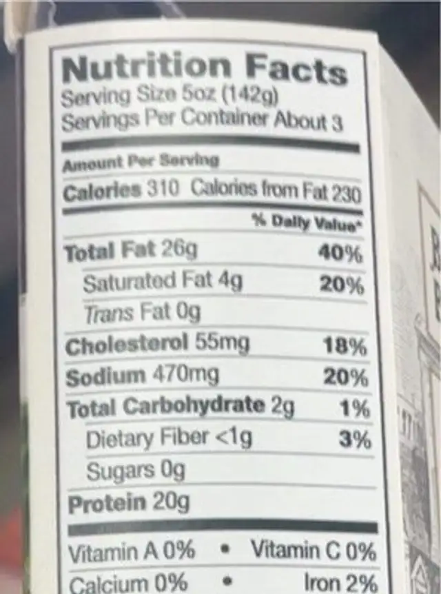 Basil pesto chicken nutrition facts table