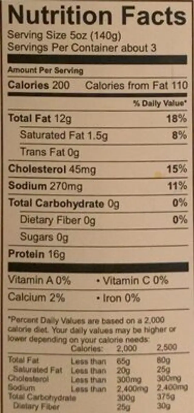 garlic parmesan chicken nutrition facts table