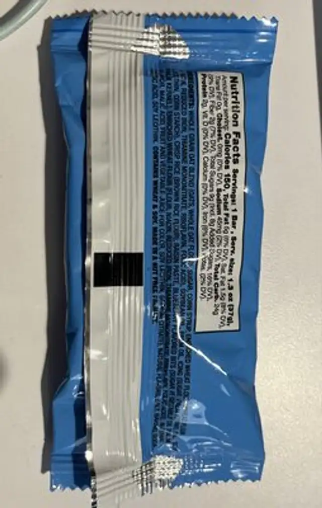 Zee Zee’s Blueberry Lemon Soft Baked Bar ingredients label