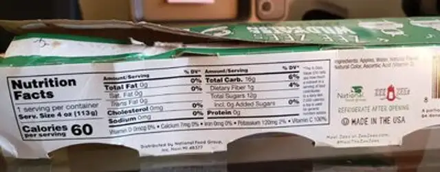 Wild Watermelon Applesauce nutrition facts table