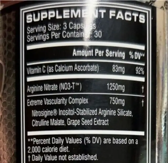 NO3 chrome nutrition facts table