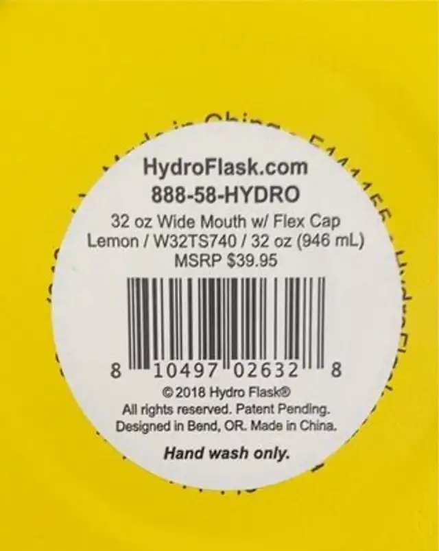 Hydroflask nutrition facts table