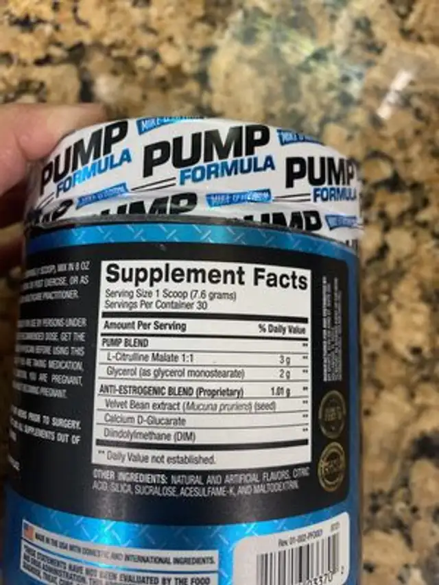 Pump Formula ingredients label