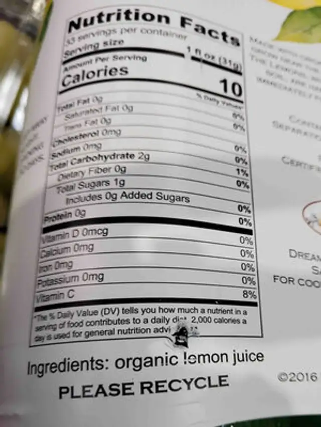 Italian Volcanic ingredients label