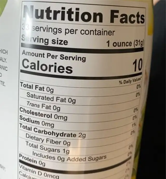 Italian Volcanic nutrition facts table