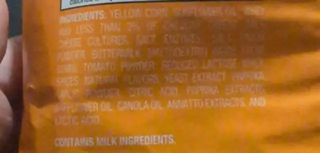 Popcorners ingredients label