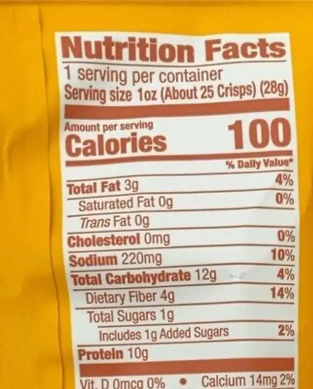 Flex nutrition facts table