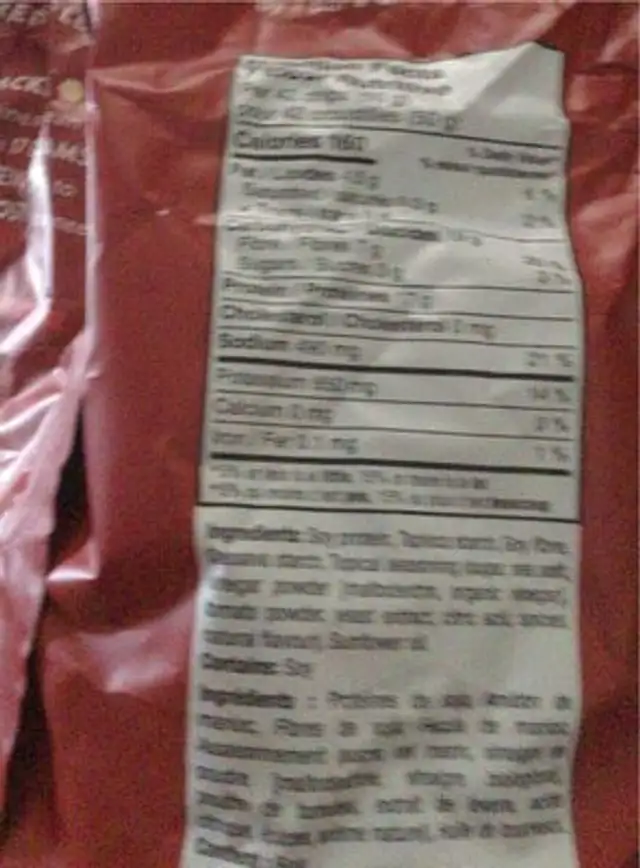 Croustilles protéinées nutrition facts table