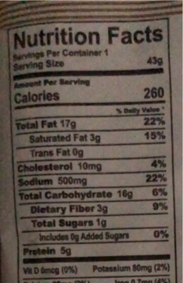POP*A*LICIOUS White Cheddar Popcorn nutrition facts table