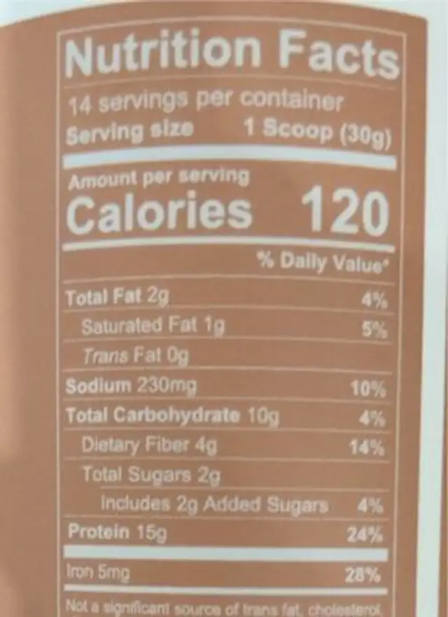 Cinnamon roll protein drink mix nutrition facts table