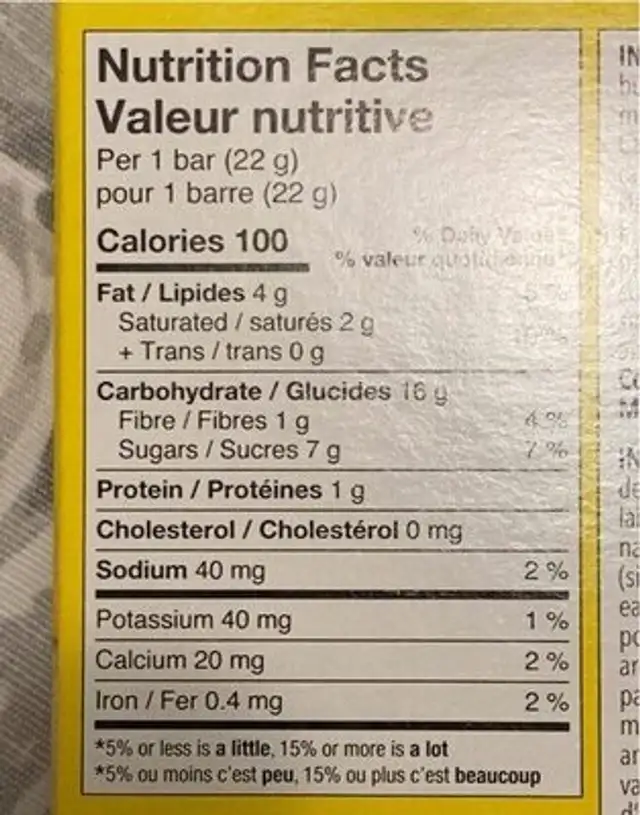 Gluten Free Chocolix nutrition facts table