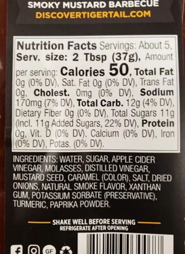 tiger barbecue ingredients label
