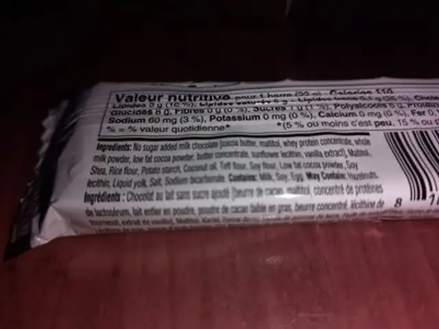 novo energy break bar ingredients label